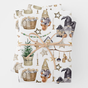 Rustieke kerst land kabouters, decoraties inpakpapier vel