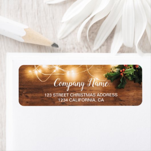Rustieke kerst land mistletoe string lichten etiket (Insitu)