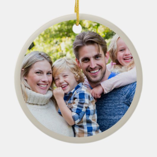 Rustieke Kerst Paard Krans Vakantiefoto Keramisch Ornament (Achterkant)