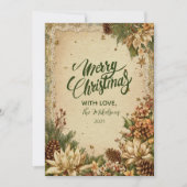 Rustieke kerst pinecones en kant feestdagenkaart (Voorkant)