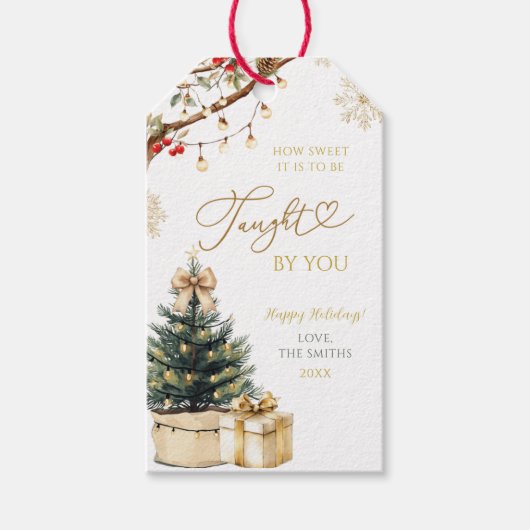 Rustieke Kerst Sweet Teacher Waardering Labels Cadeaulabel (Voorkant)