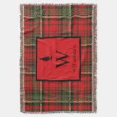 Rustieke Kerst Tartan Kerst Plaid Monogram Deken (Voorkant Verticaal)