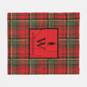 Rustieke Kerst Tartan Kerst Plaid Monogram Fleece Deken (Voorkant (Horizontaal))