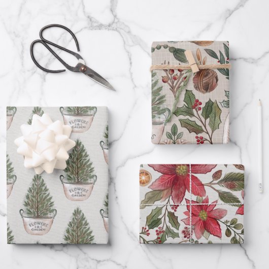 Rustieke kerst Waterverf Inpakpapier Vel (Voorkant)