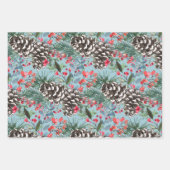 Rustieke Kerst Waterverf Pinecones & Berries Inpakpapier Vel (Voorkant 3)