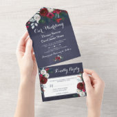 Rustieke Kerst winter bruiloft bloemenrsvp All In One Uitnodiging (Afscheurbaar)