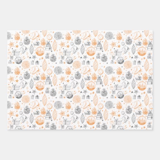 Rustieke Kerst Wrapping Papier Blad Set van 3 Inpakpapier Vel (Voorkant 2)