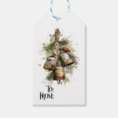 Rustieke Kerstbel Dennengiftlabel Cadeaulabel (Voorkant)