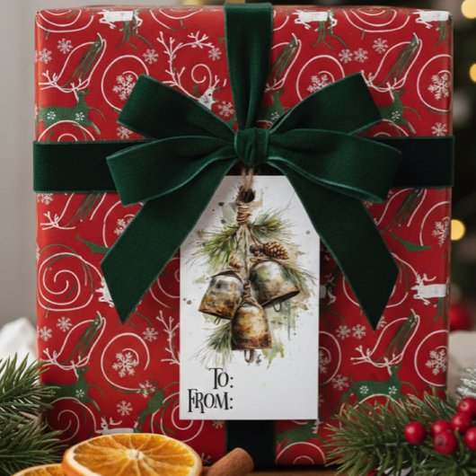 Rustieke Kerstbel Dennengiftlabel Cadeaulabel
