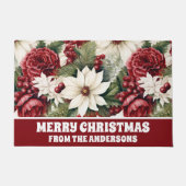  rustieke kerstbloemen bladeren Pattern Deurmat (Voorkant)