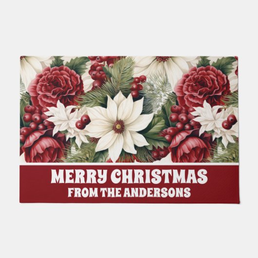 rustieke kerstbloemen bladeren Pattern Deurmat (Voorkant)