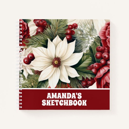  rustieke kerstbloemen Kinder schetsboek Notitieboek (Voorkant)