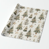 Rustieke kerstbomen cadeaupapier (Uitgerold)