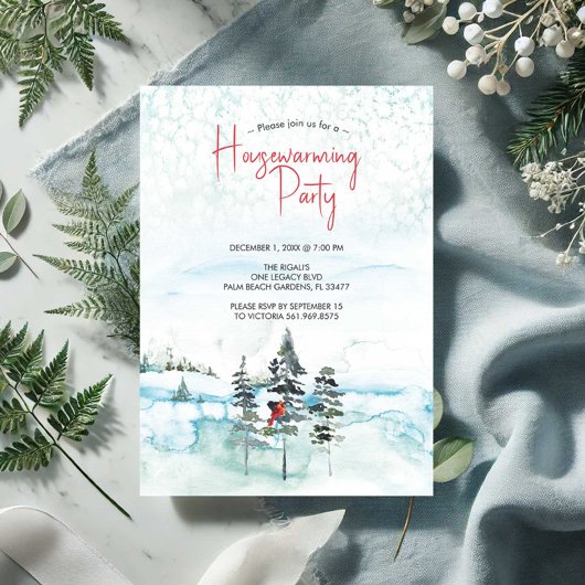 Rustieke kerstbomen Housewarming Party Invitati Feestdagenkaart