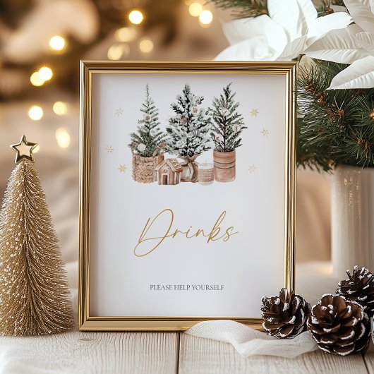 Rustieke kerstbomen in de winter Drinken Poster