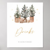 Rustieke kerstbomen in de winter Drinken Poster (Voorkant)