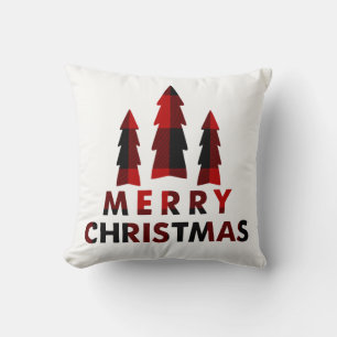 Rustieke Kerstbomen Rood Buffalo Plaid Kerstmis Kussen