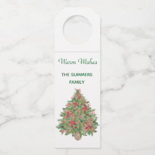Rustieke Kerstboom Aquarel Flessenhanger