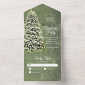 Rustieke kerstboom bedrijf feestdag groen all in one uitnodiging (Binnen)