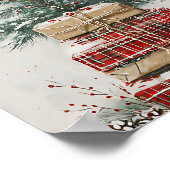 Rustieke kerstboom en geplakte geschenkstapel poster (Hoek)