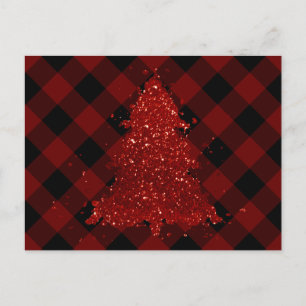 Rustieke kerstboom   Red Buffalo Plaid Vakantie Feestdagenkaart