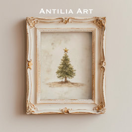 Rustieke kerstboom schilderij  Fir Tree Poster