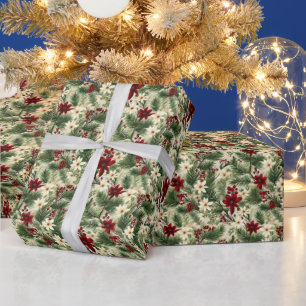  rustieke kerstboom takken patroon cadeaupapier