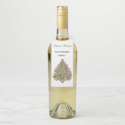 Rustieke kerstboom Waterverf Flessenhanger (Op fles)