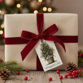 Rustieke kerstboommand "Gehuld in vreugde" Cadeaulabel