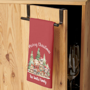 RUSTIEKE KERSTBOSSEN DIEREN THEEDOEK