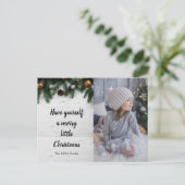 Rustieke kerstdennenboom op hout aangepaste foto feestdagenkaart (Staand voorkant)