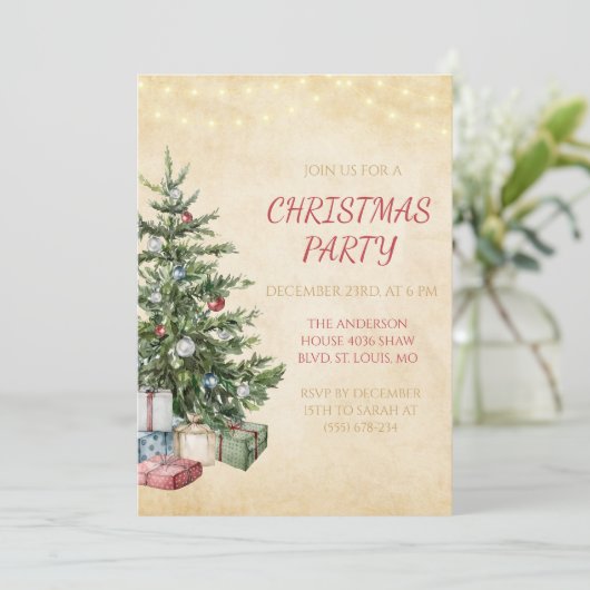 Rustieke kerstfeestuitnodigingen kaart (Staand voorkant)