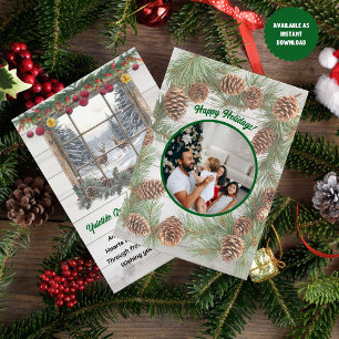 Rustieke kerstfoto Yuletide Groet Feestdagenkaart