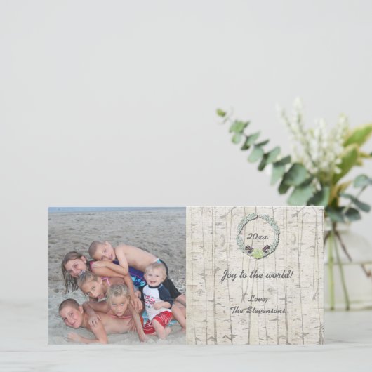 Rustieke Kerstkaart Birchwood Groupon (Staand voorkant)