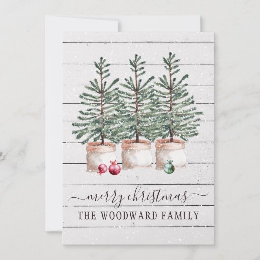 Rustieke kerstkaarten met bomen (Voorkant)