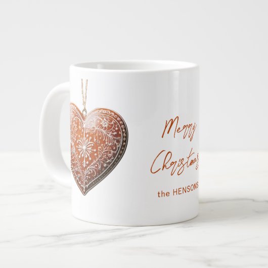 Rustieke kerstkoekje versierd met traditionele extra grote beker (Voorkant links)