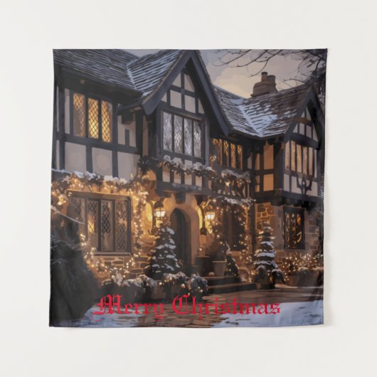 Rustieke Kerstmagie Wandkleed (Voorkant)