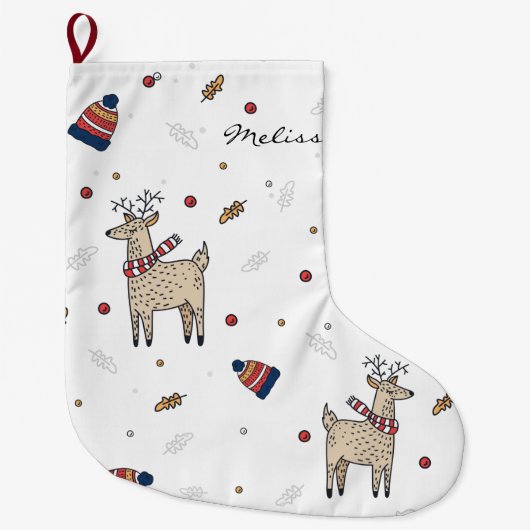 Rustieke Kerstmis Boho gepersonaliseerd Grote Kerstsok (Voorkant)