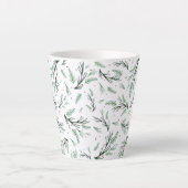 Rustieke Kerstmis Pine Tree Branch Patroon Vakanti Latte Mok (Voorkant)