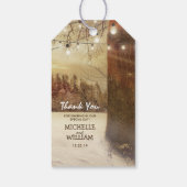 Rustieke Kerstmis Winter Boom Lichten Bruiloft gun Cadeaulabel (Achterkant)