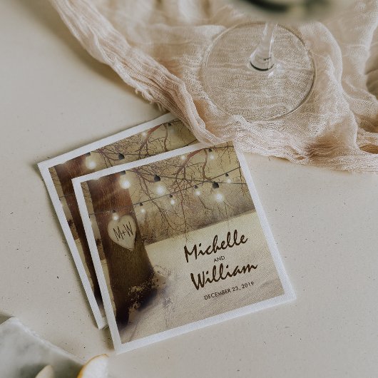 Rustieke Kerstmis Winter Boom Twinkle Lights Servet