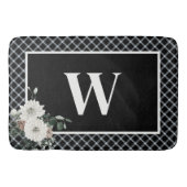 Rustieke Kerstmis Zwart & Wit Monogram Pine Badmat (Voorkant)