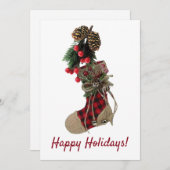 Rustieke Kerstmuts Platte Kerstkaart (Voorkant / Achterkant)