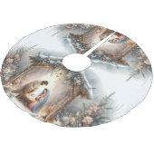 Rustieke kerststal met winterbloemen kerstboom rok (Gekanteld)