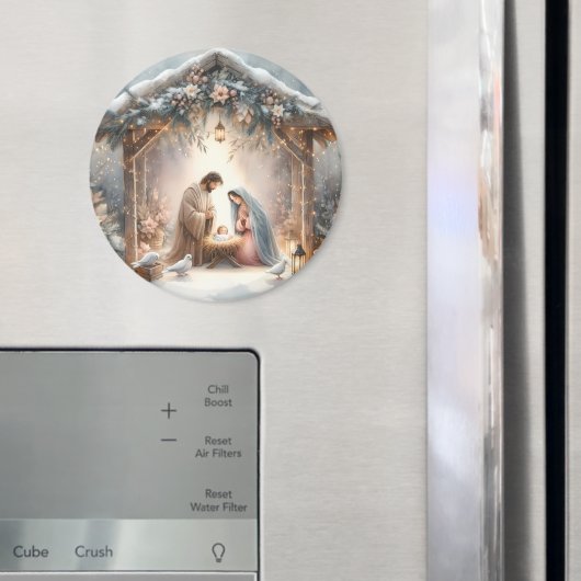 Rustieke kerststal met winterbloemen magneet (Insitu (Koelkast))