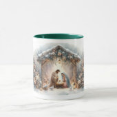 Rustieke kerststal met winterbloemen mok (Midden)