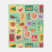  rustieke kerststempels Sage groen Fleece Deken (Voorkant)