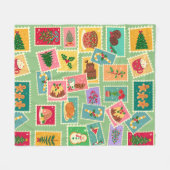  rustieke kerststempels Sage groen Fleece Deken (Voorkant (Horizontaal))
