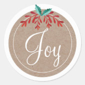 Rustieke Kerststicker - Vreugde Ronde Sticker (Voorkant)