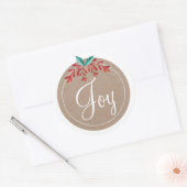 Rustieke Kerststicker - Vreugde Ronde Sticker (Envelop)
